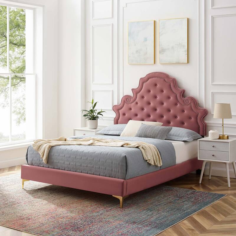 Gwyneth Tufted Performance Velvet Full Platform Bed