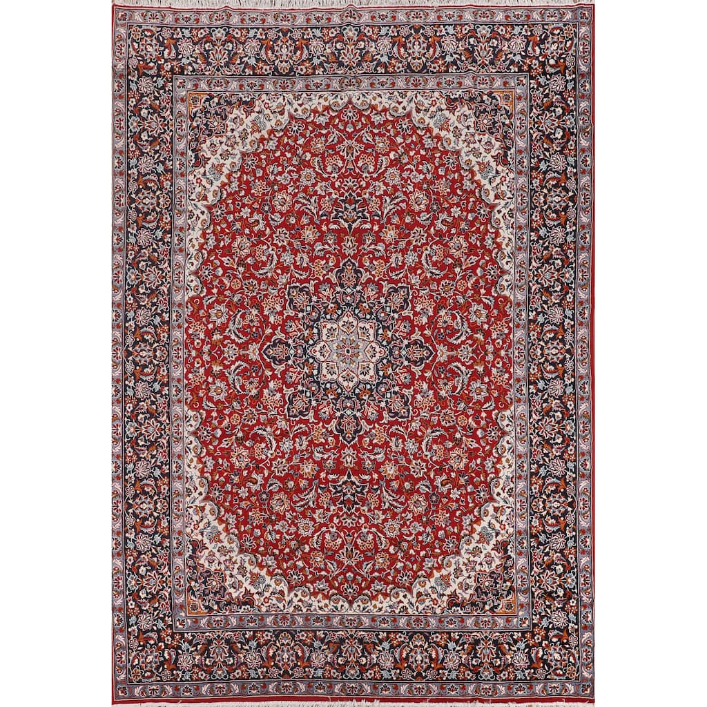 Traditional Kashan Turkish Rug Machine-Made Bedroom Red Carpet - 9'9" x 12'10"