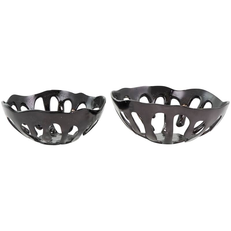 Aluminum Metal Drip Decorative Bowl with Open Frame Design (Set of 2)