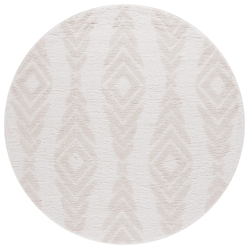 SAFAVIEH Rumi Shag Pollie Shag Rug - 6'7" Round - Ivory/Light Beige
