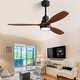 preview thumbnail 139 of 189, Sofucor 42"/48"/ 52"/60"Noiseless Walnut Wood Ceiling Fan with Remote Control, Integrated Light Optional 52"-With Light - Black and Walnut Wood Blades