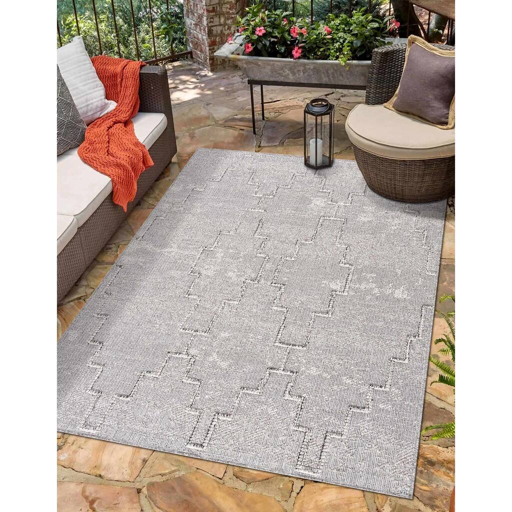 Hauteloom Butch Living Room, Bedroom Patio Outdoor Area Rug - Farmhouse - Taupe,Beige - 2' x 3'