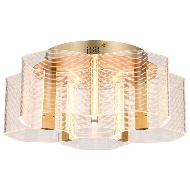 Kenzo LED 5 Light Flush Mount Vintage Brass Finish Light Guide Panel - Polished Anodized Bronze