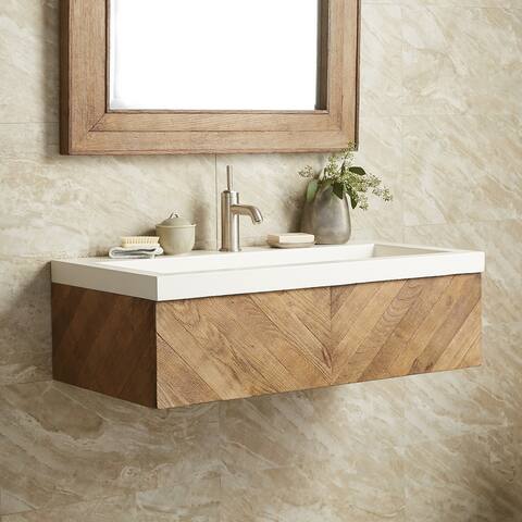 36" Vintner's Reclaimed Wood Floating Vanity (Base Only)