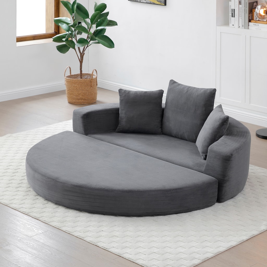 Anmytek Convertible Corduroy Floor Lounge Sofa Bed with No Assembly for Small Spaces
