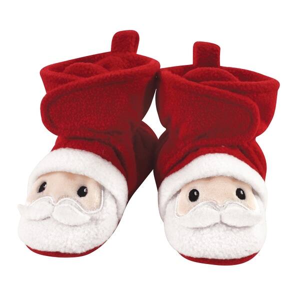 slide 1 of 1, Hudson Baby Baby Cozy Fleece Booties, Santa 0-6 Months - Santa