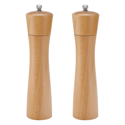 Salt and Pepper Grinder Wooden Mills Shaker w Adjustable Coarseness - 8.5", 2pcs