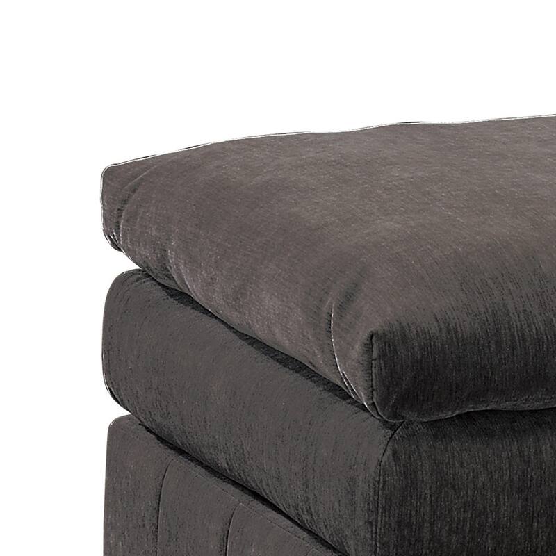 Luna 33 Inch Modular Ottoman, Three Layer Plush Cushioned Seat, Dark Gray
