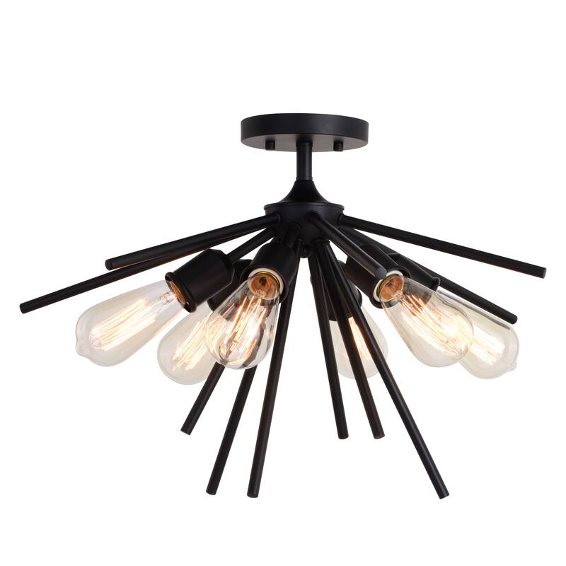 Estelle 24-in W Mid-Century Modern Sputnik Semi Flush Mount Ceiling Light - 24-in W x 14.5-in H x 24-in D