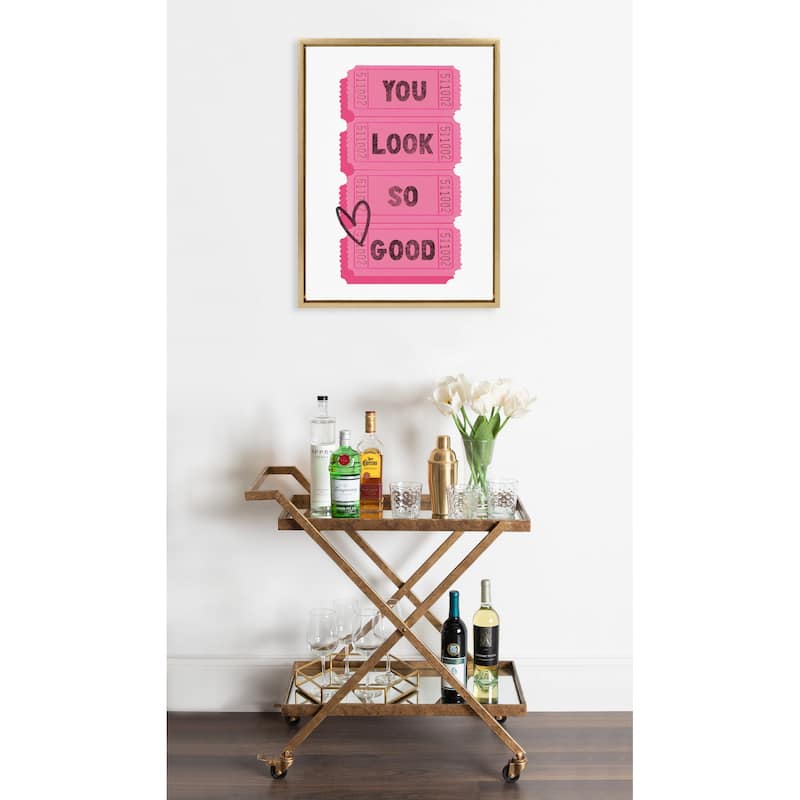 Kate and Laurel Sylvie You Look So Good Pink Tickets Framed Canvas by Alli Standefer