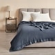 preview thumbnail 21 of 28, Luxurious 100% Cotton Soft Waffle Weave Knit Blanket Full/Queen - Ocean Blue