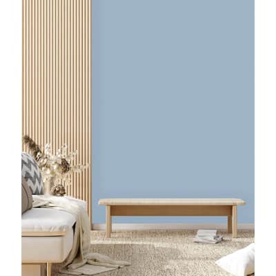 Light Blue Grasscloth Smooth Fabric Wallpaper, Aqua Coastal Linen Style Accent - Double Roll