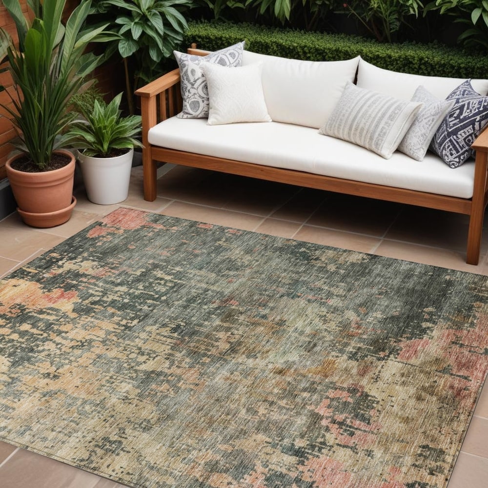 HomeRoots Abstract Transitional Rectangle Outdoor Rug