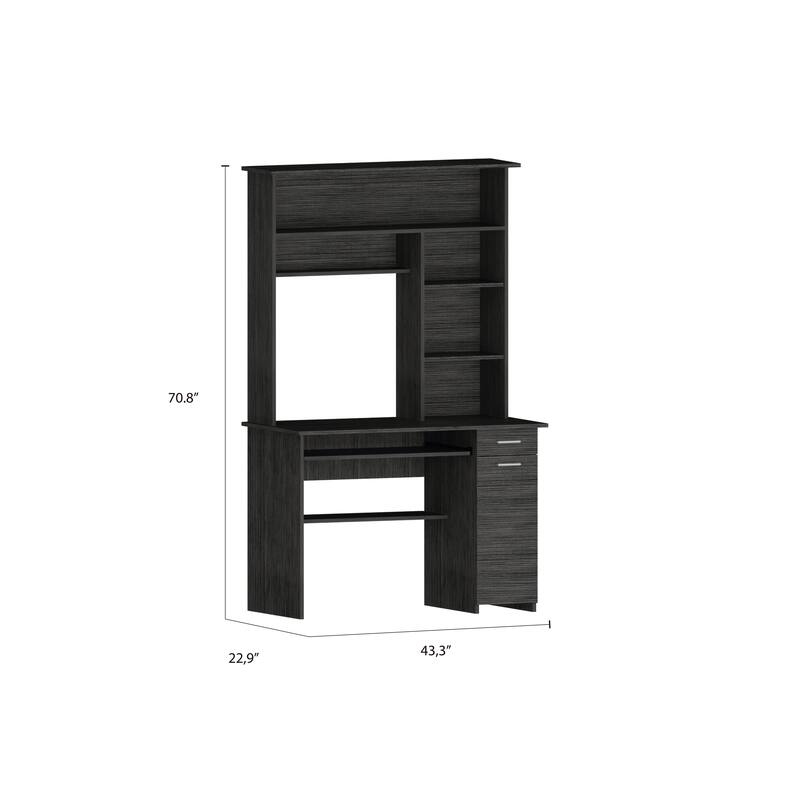 Aberdeen 2-Drawer 7-Shelf Computer Desk with Hutch
