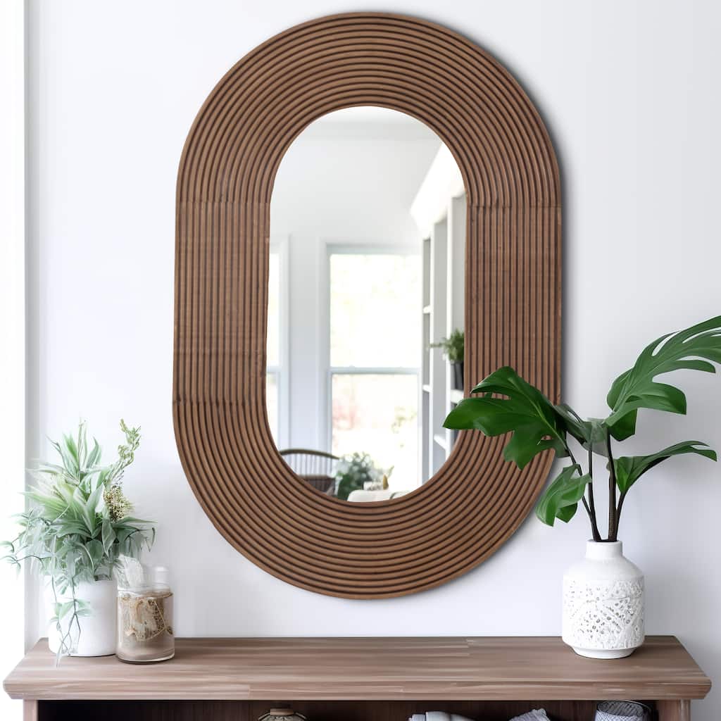 Sagebrook Home Large 24"x36" Wall Mirror, Modern Elliptical Design, Chocolate Brown, Home Decor Accent Piece - 24" x 1" x 36"