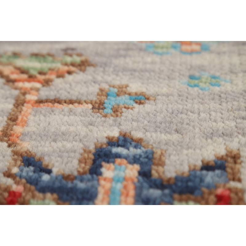 Hand Knotted Oriental 100% Wool Carpet Transitional All-Over Greys & Charcoal Oushak Area Rug - 12' 0'' X 9' 2''