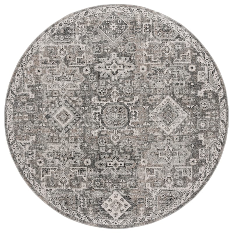 SAFAVIEH Vintage Jakica Tabriz Oriental Rug - 6'7" Round - Grey/Beige