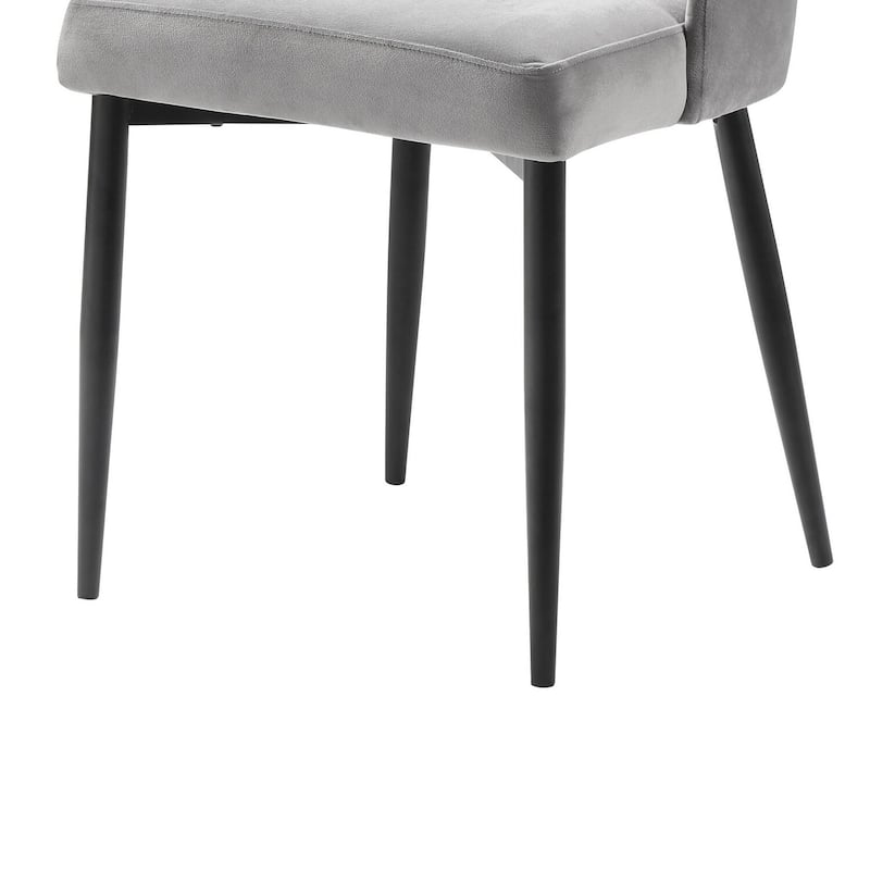 Black/Gray Velvet Upholstered Metal Frame Dining Chair, Set of 2, Sturdy Dining Chair for Dining Rooms - 17.5