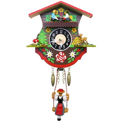 4.5" Engstler Battery-Operated Wooden Mini Cuckoo Wall Clock