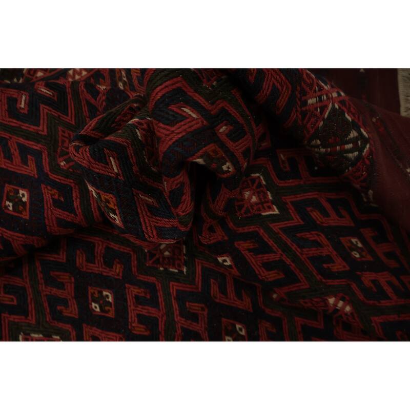 Hand Knotted Oriental 100% Wool Carpet Traditional All-Over Red Sumak Area Rug - 10' 7'' X 6' 9''