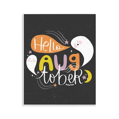 Stupell Hello Augtober with Ghosts Wall Plaque Art Design By Mandy Ford Art + Illustration