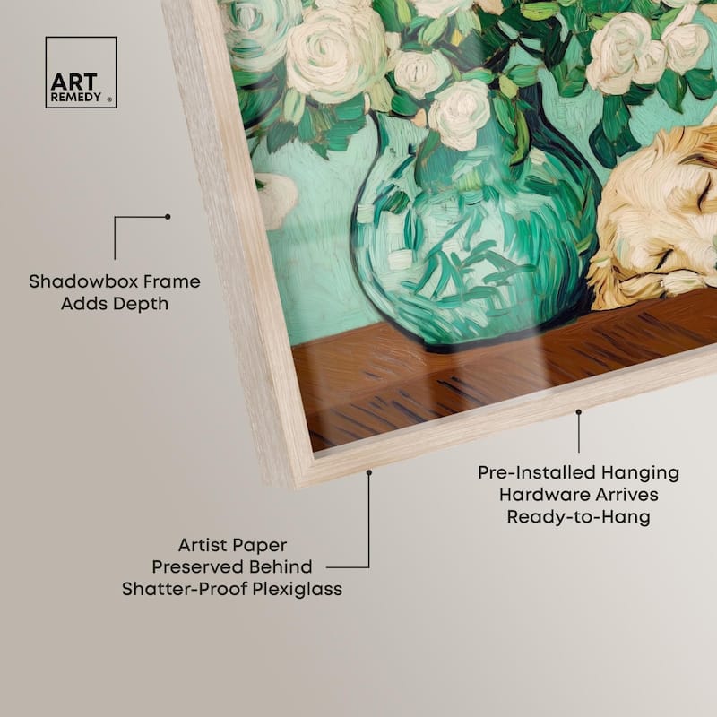 Rose Vase Puppy Shadowbox by Art Remedy