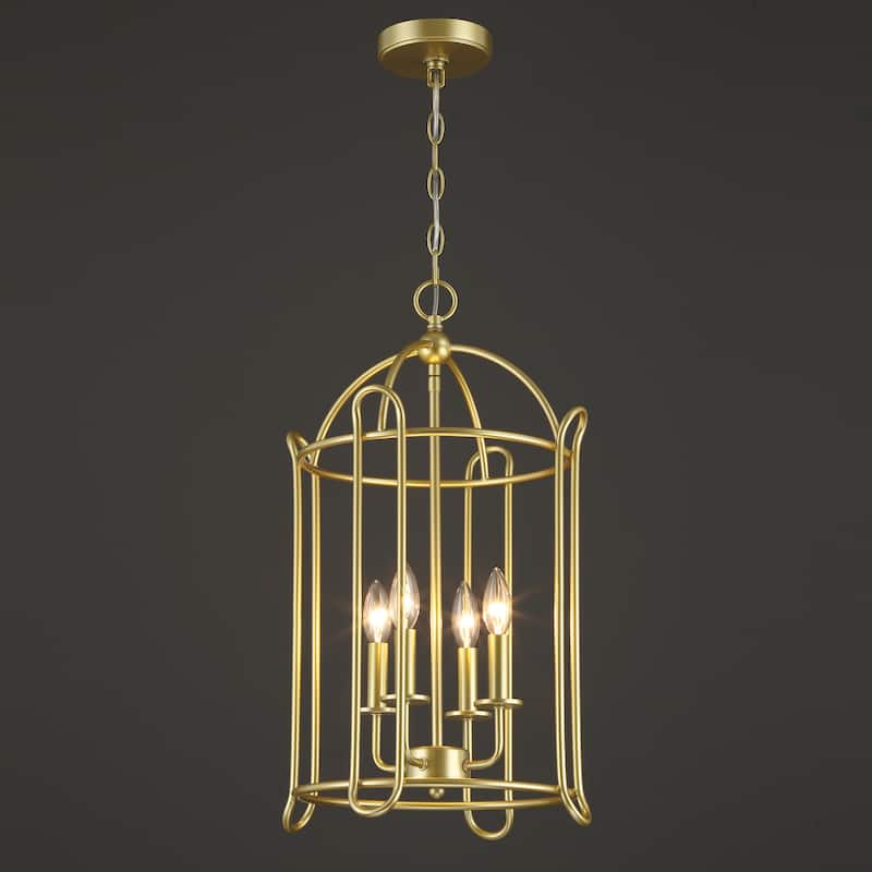 Acroma 4-light Modern Gold Cage Chandelier Drum Dining Lights - 13.87'' D