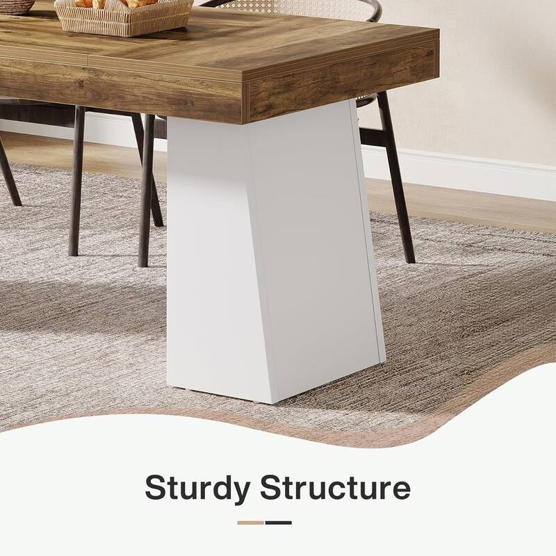55-Inch Dining Table for 4-6, Rectangular Dining Room Table with Sturdy Legs
