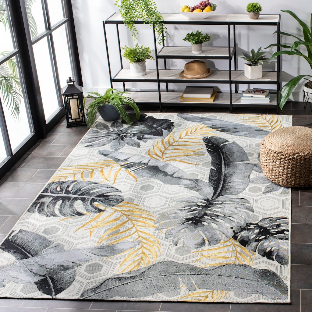 SAFAVIEH Barbados Xhezide Tropical Indoor/ Outdoor Waterproof Patio Backyard Rug