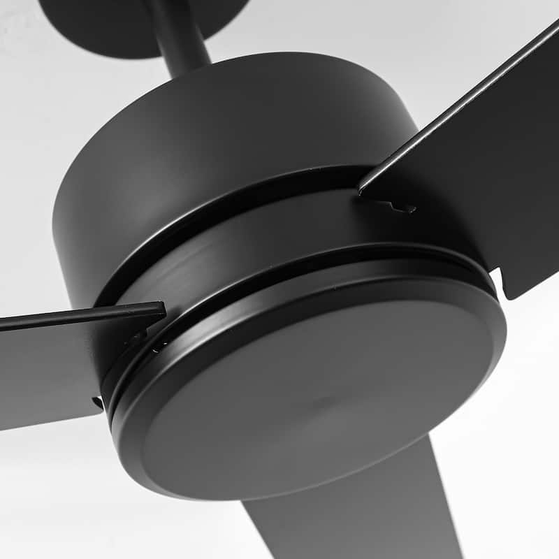 52-inch Modern DC Motor Black Remote Indoor Ceiling Fan without Lights - 52-inch W*12.2-inch H