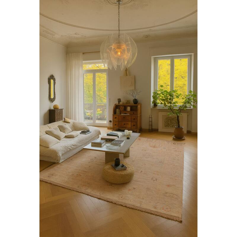 ECARPETGALLERY Hand-knotted Kavya Oushak Beige Wool Rug - 9'1 x 12'1