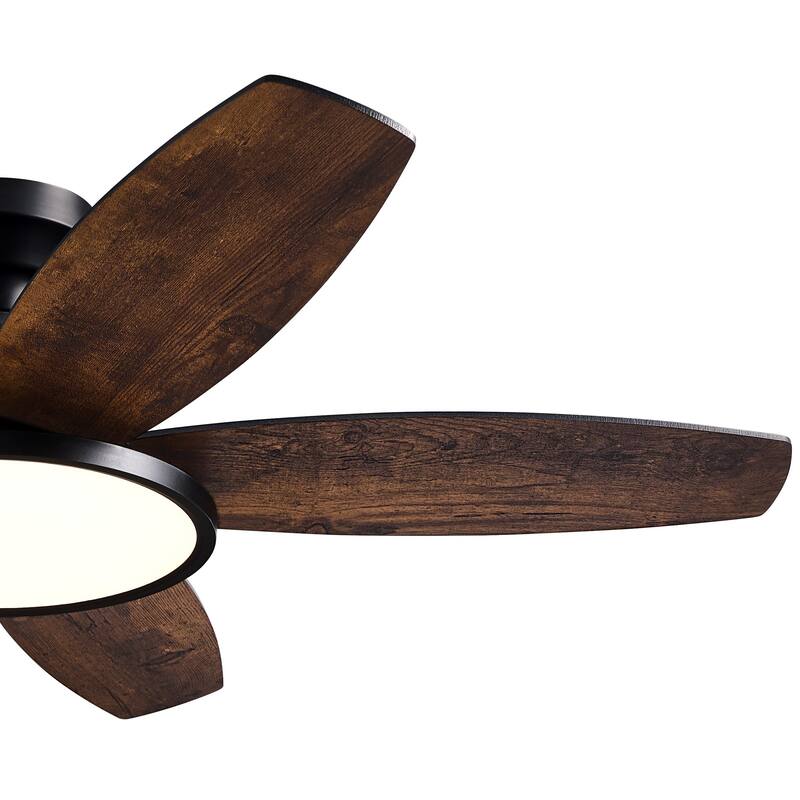 42" 5 - Blade Low Profile Flush Mount LED Ceiling Fan with Light Kit and Remote
