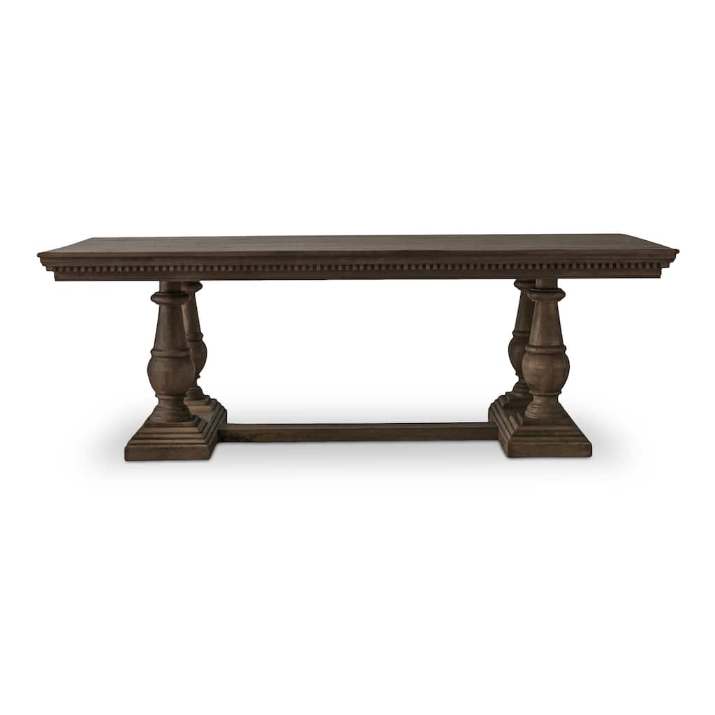 NADAAL STUDIOS Alrican Dining Table for 8, Rectangular Mango Wood Top, Traditional Leg Design, Brown