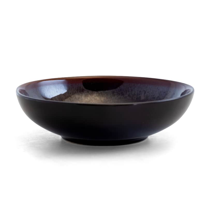 Elama Midnight Sun 16 Pc Round Stoneware Dinnerware Set in Metallic
