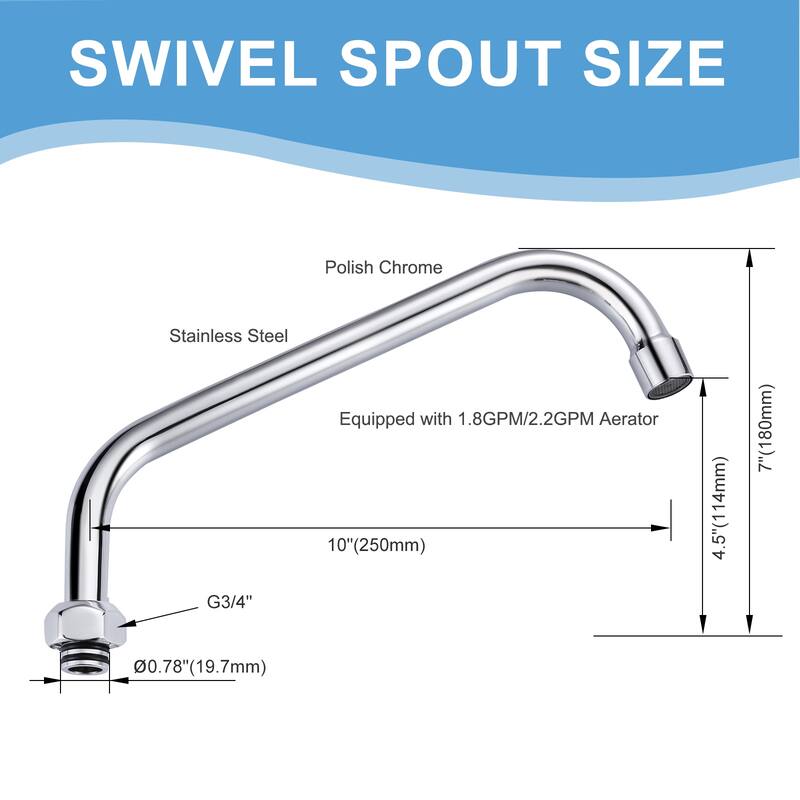 WOWOW Commercial Faucet Swivel Spout Replacement in Polished Chrome