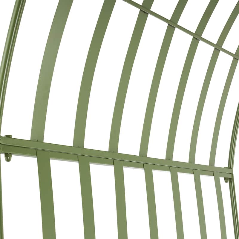 Metal Large Arched Garden Arbor with 2 Attached Benches - Green - Roche River Decor