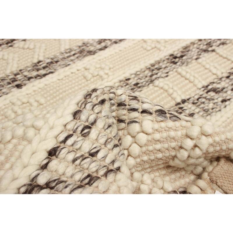 ECARPETGALLERY Braid weave Sienna Cream Wool Rug - 5'2 x 7'7