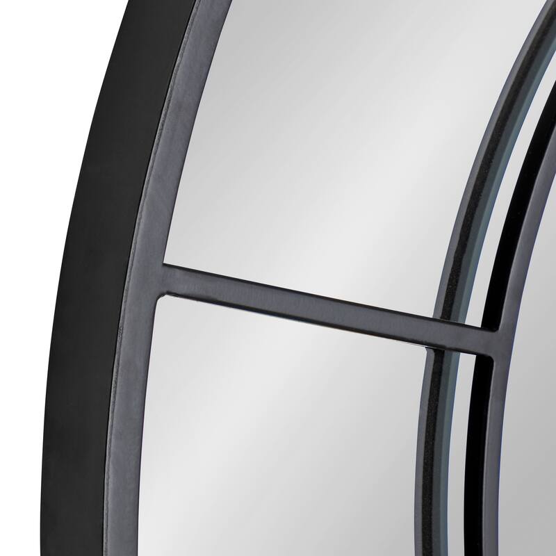 Kate and Laurel Kavenna Round Metal Framed Wall Mirror - Black - 30" Diameter
