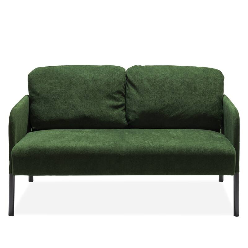 2 Seater Polyester Fabric Sofa, Modern Loveseat Sofa, Comfy Small Couches for Small Space Living Room, Bedroom, Office - Green