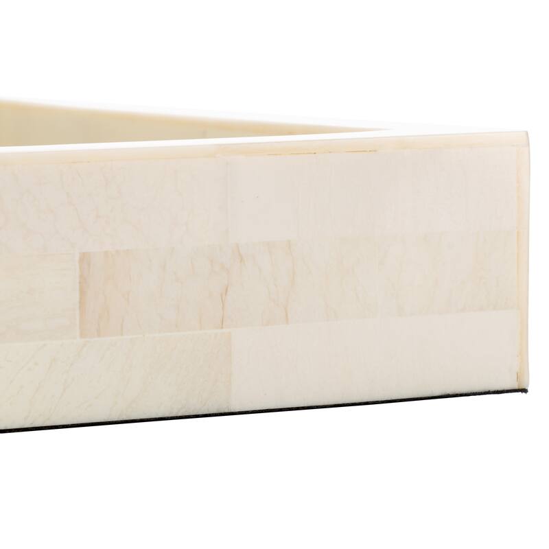 SAFAVIEH Home Sabi Antique Ivory/Faux Bone Resin 14.2"W x 10"D x 1.5"H Rectangle Tray
