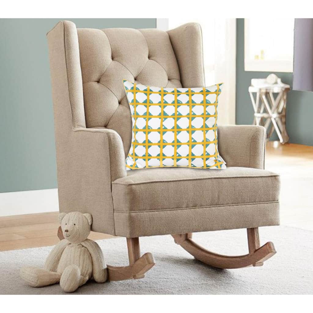 Geometric Square Throw Pillow - 20" - Yellow and Teal Blue