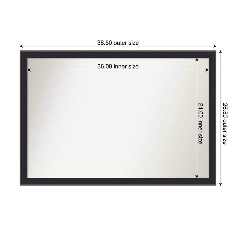 Havana Black Bronze Non-Beveled Framed Bathroom Vanity Wall Mirror - Havana Black Bronze - 39 x 27 in