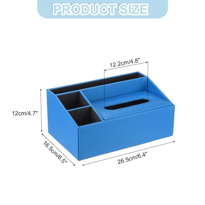 Tissue Box Cover with Magnetic Bottom, 10.4"x6.5"x4.7" - Blue