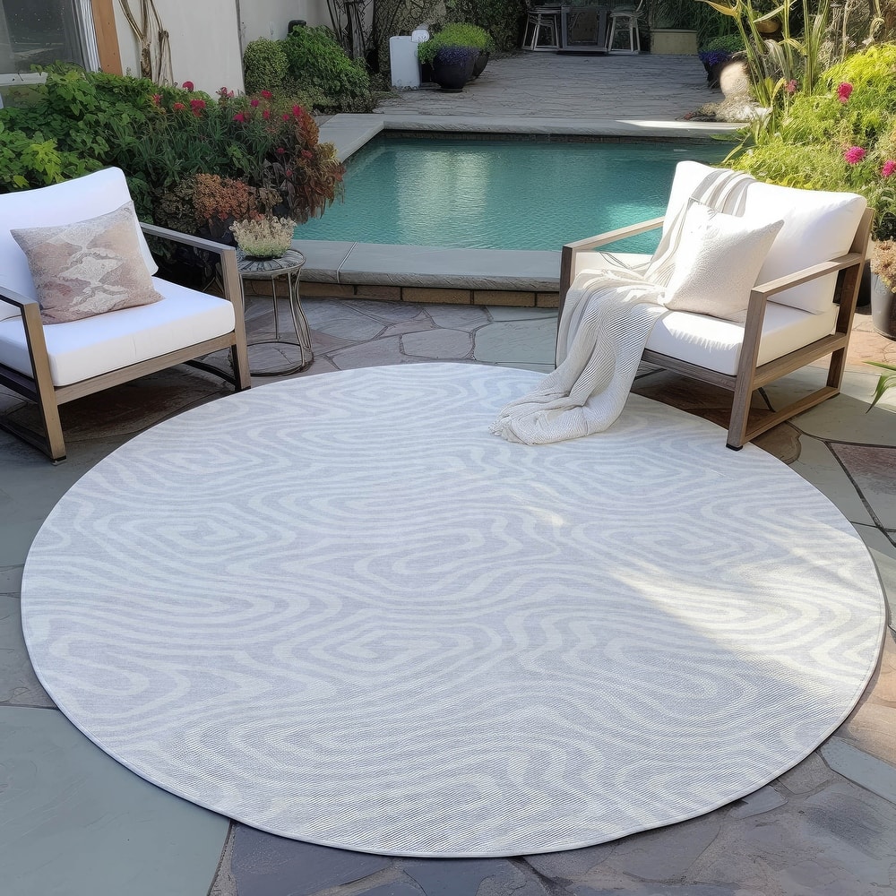 Machine Washable Indoor/ Outdoor Abstract Modern Chantille Rug