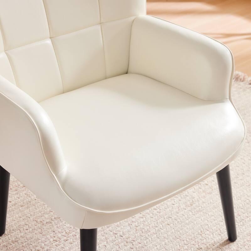 High-back Tufted Accent Chair Set of 2 Cream/ Brown/ Taupe