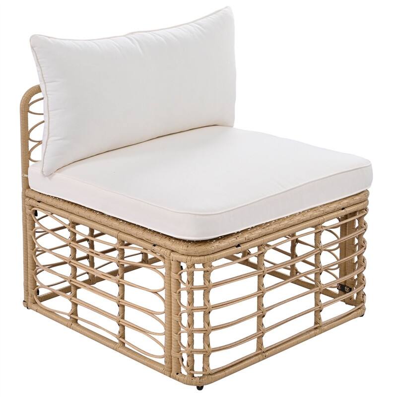 7 Pieces Outdoor Patio Furniture Set with Coffee Table, All-Weather Rattan Sectional Sofa Set with Thick Cushions and Pillows
