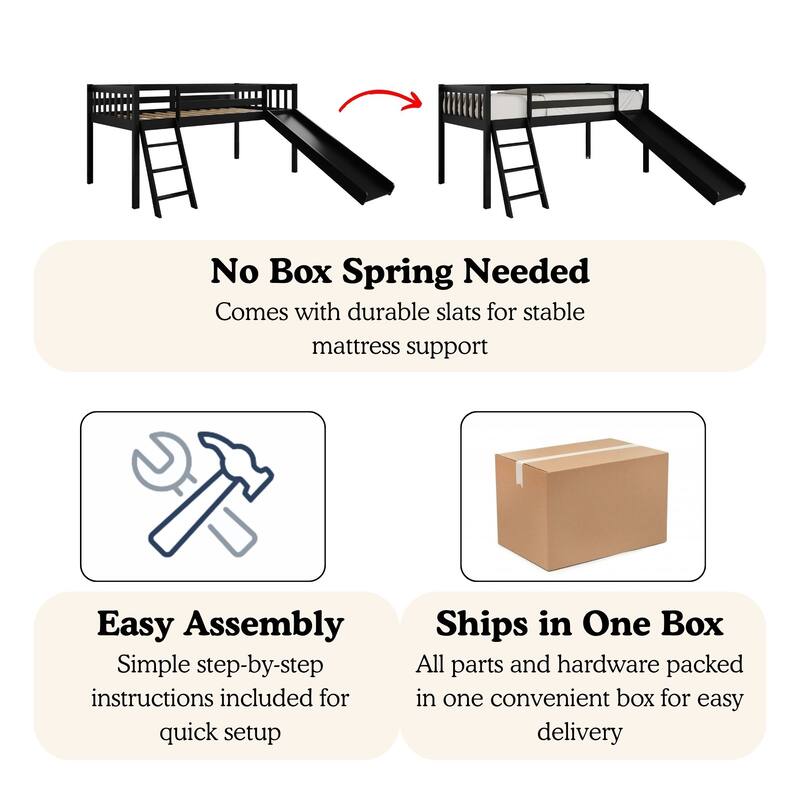 CraftPorch Simple Twin Loft Bed with Ladder