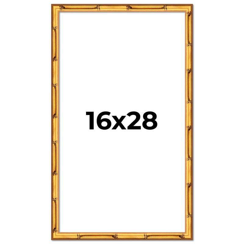 16x28 Frame Gold Bamboo Picture Frame Modern Photo Frame Includes UV Acrylic Shatter Guard Front Acid Free Foam Backing Board