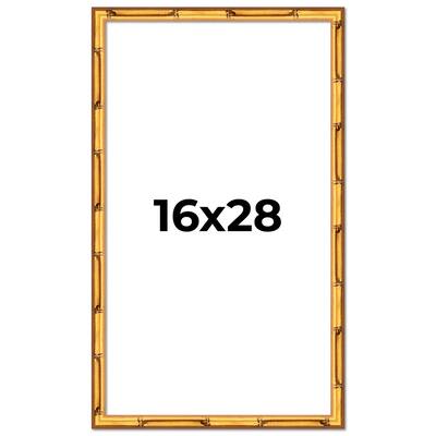 16x28 Frame Gold Bamboo Picture Frame Modern Photo Frame Includes UV Acrylic Shatter Guard Front Acid Free Foam Backing Board