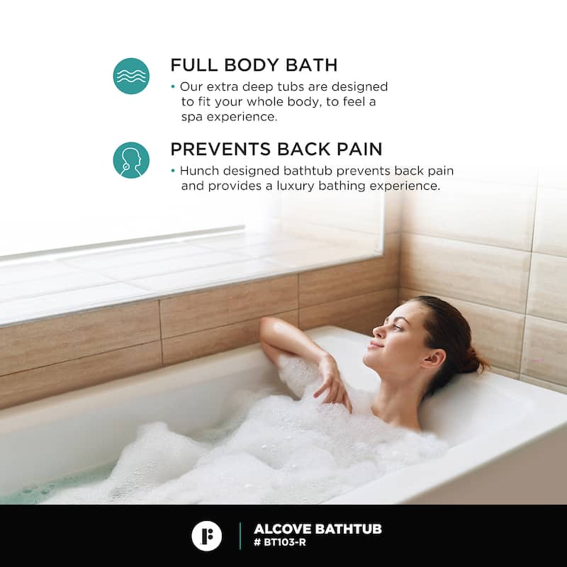 Fine Fixtures Tile-In White Fiberglass/Acrylic Soaking Bathtub with Built-in Tile Flange